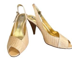 Liz Claiborne Vintage Cream Snakeskin Slingback Heels Size 7M